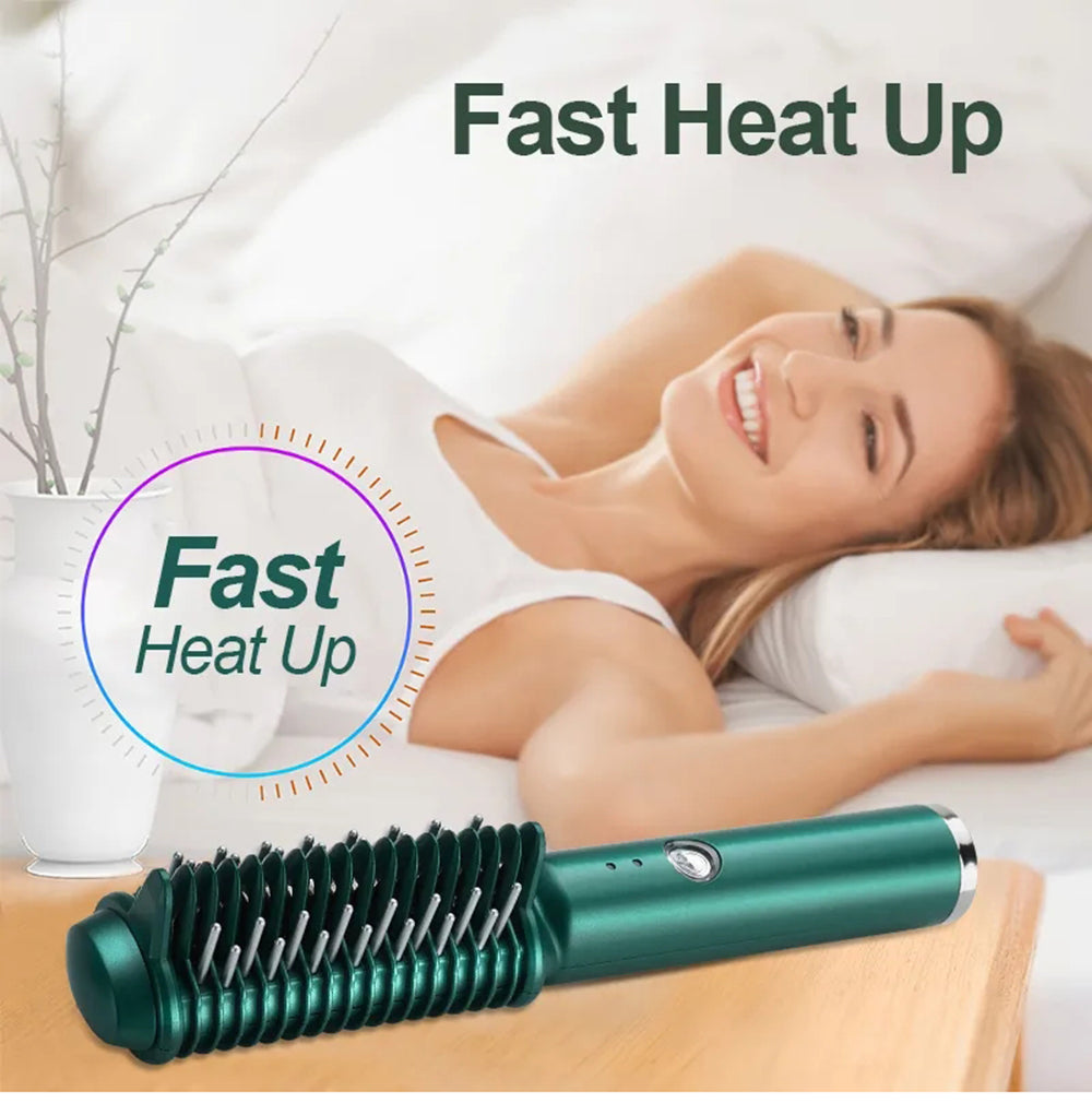Dual-Purpose Electric Hair Comb for Curling & Straightening